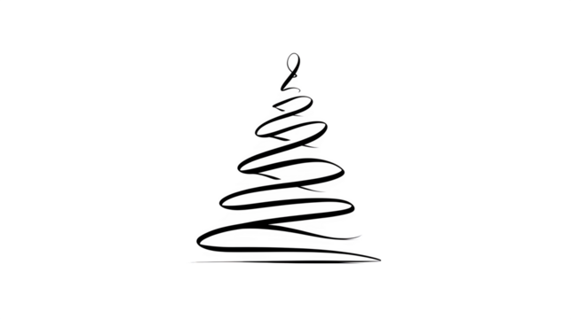 A minimalist vector icon of a Christmas tree, formed by a single continuous line. Sleek, abstract, isolated on white background.