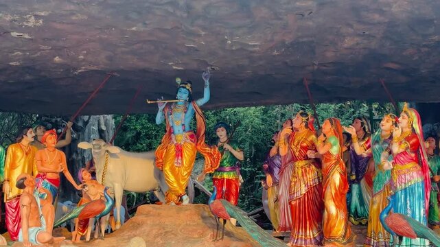 Hindu Devotees Performing Ritual near Govardhan Hill in Mathura