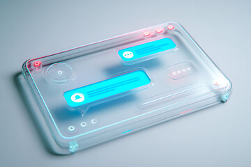Modern futuristic messaging interface with vibrant neon colors, perfect for tech startup branding or innovative communication platform designs and sleek app interfaces