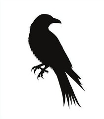 Fototapeta premium This vector artwork depicts a raven, related to other birds like crows, jackdaws, and magpies. 