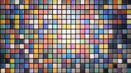 Fototapeta premium Vibrant abstract mosaic grid of colorful squares seamless pattern texture background