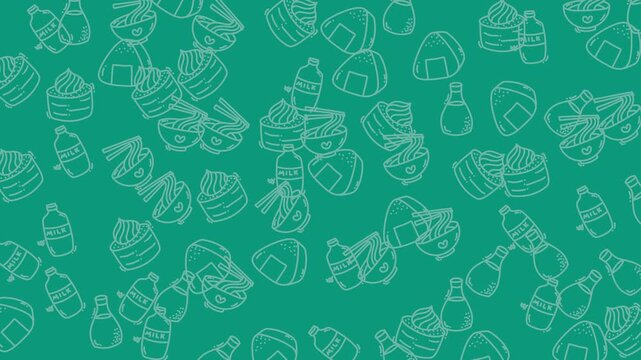 Food doodles of japanese snacks perfect for menus, social media, packaging, and illustrations of asian cuisine. Versatile and vibrant design.