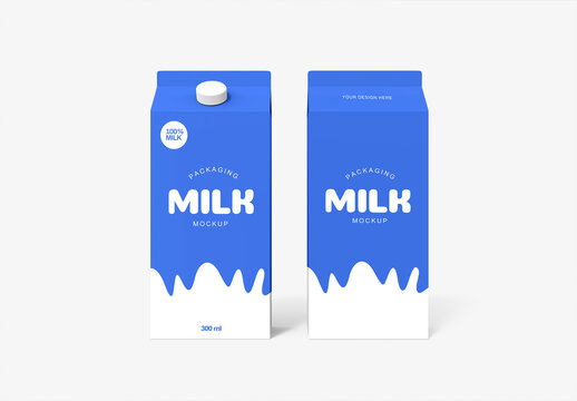 Milk Cartoon Box Packaging Mockup