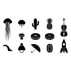 set of vector icons, silhouette of vector design illustration