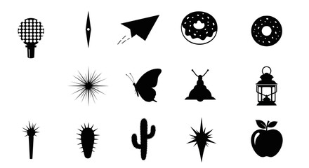 set of vector icons, silhouette of vector design illustration 