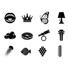 set of vector icons, silhouette of vector design illustration 