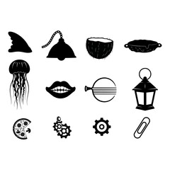 set of vector icons, silhouette of vector design illustration 