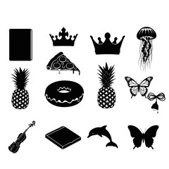 set of vector icons, silhouette of vector design illustration 