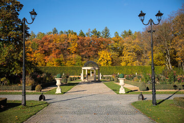 Pałac, Park, Mała Wieś, Poland, mazowieckie , jesień, kolory