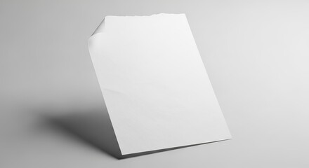 A clean white sheet paper with a curled corner evokes simplicity and minimalism