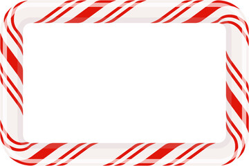 Obraz premium Christmas candy cane square signboard. Striped holiday border frame illustration. PNG isolated