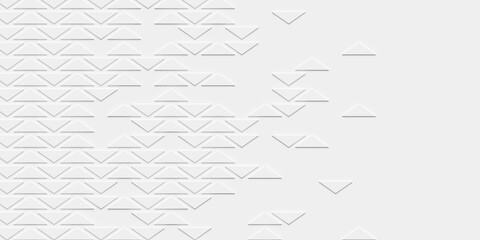 Rows of stretched white triangles background wallpaper banner fading out with copy space