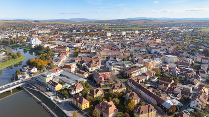 City, architecture, square, Uherské Hradiště, center, history, fountain, church, trees, cathedral