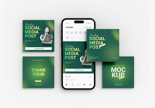 Smartphone Social Media Post Mockup Collection