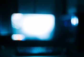 Cyber blue tech blur background laptop
