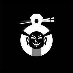 A modern, professional Chinese chef face with chopsticks, suggesting a fusion of heritage and speed. It symbolizes culinary expertise, bold flavor, and futuristic food delivery.