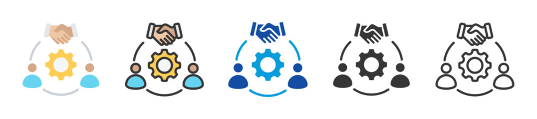 cooperation icon set multi style various collection