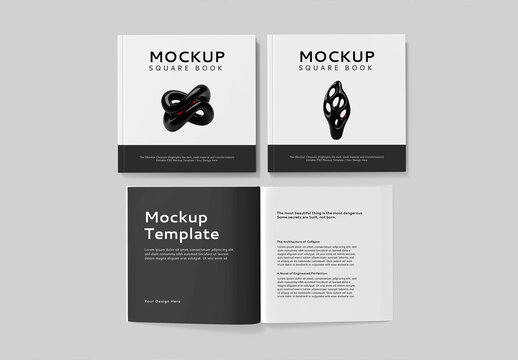 Square Book Mockup Collection