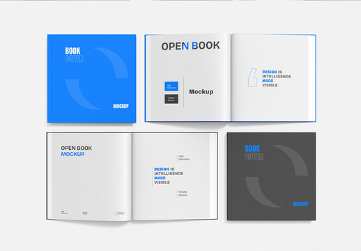 Square Book Mockup Collection