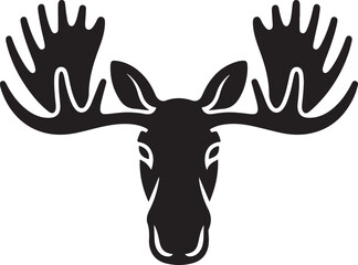 Majestic moose head silhouette with antlers for wildlife design