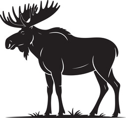 Majestic silhouette of a moose with large antlers in profile