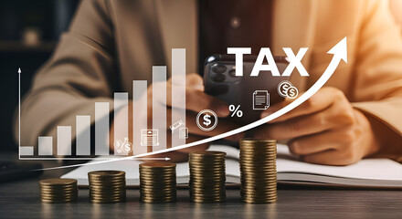 Business tax strategy growth and financial planning with digital analyticsStock photo for website - Business and technology concept photo