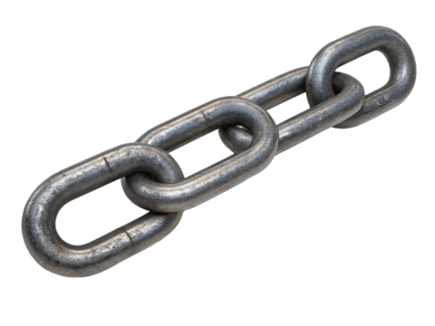 Metal chain link isolated on transparent background