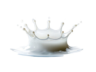Milk splash crown isolated on transparent background, liquid dairy product drop