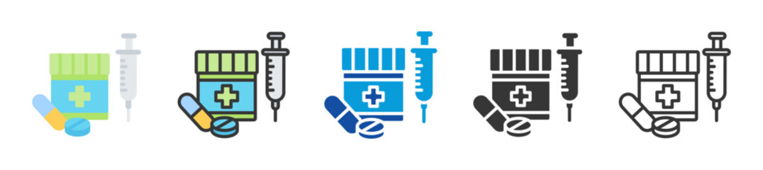 pharmacodynamic icon set multi style various collection