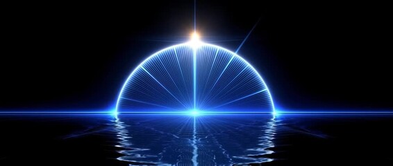 Surreal Sunset with Glowing Arc Over Ocean Horizon - Powered by Adobe