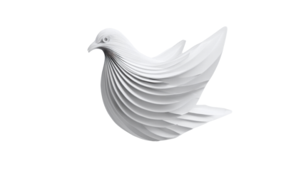 Modern White Abstract Dove Sculpture on White Background