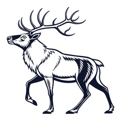 Majestic elk with large antlers walking