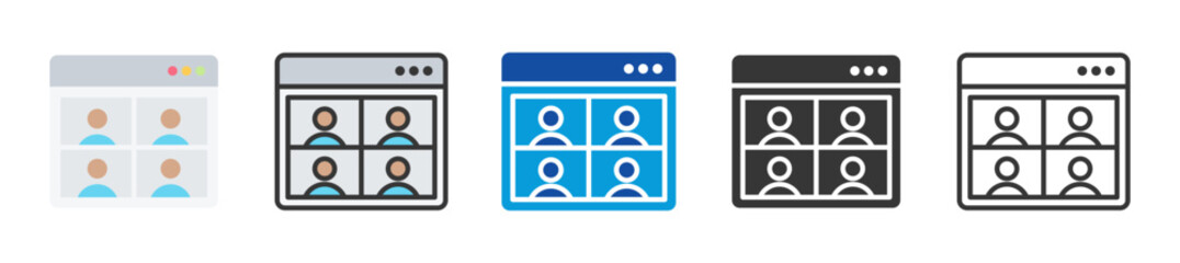 virtual meeting icon set multi style various collection