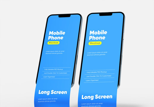 Long Screen Mobile Phone Mockup