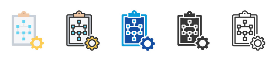 workflow management icon set multi style various collection
