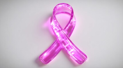 Fototapeta premium Pink Ribbon Symbol for Breast Cancer Awareness Isolated on Light Background