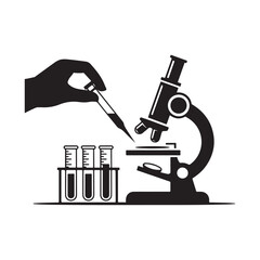 Simple Microscope Silhouette Vector Graphic