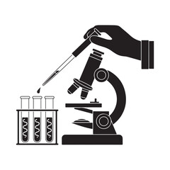 Microscope with Slide and Focus Knob Silhouette Icon
