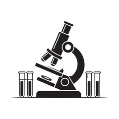 Microscope Silhouette Vector Icon