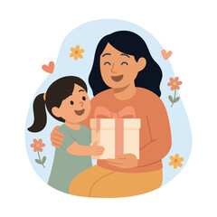 Happy Mother’s Day Mother Receiving Gift Illustration