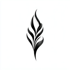 Abstract sculpted floral flame silhouette logo, dramatic black and white, representing dynamic elegance and organic artistic design.