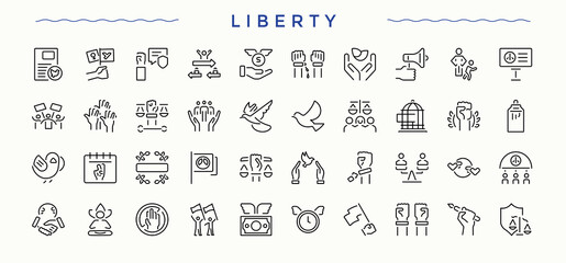 Set of Liberty line icon. Pack of human, man, equal, justice, rights, support, human rights and more. Modern thin line style icons. Man line icon set. Editable stroke.