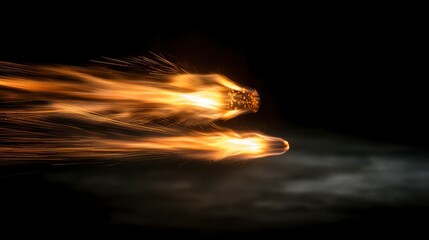 Two glowing projectiles streaking across a dark backdrop leaving fiery trails and sparks