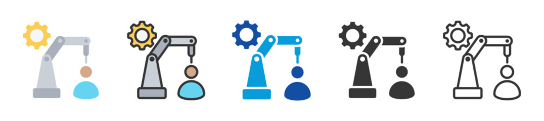 collaborative robots icon set multi style various collection