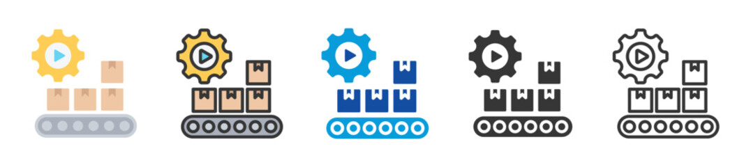 industrial automation icon set multi style various collection