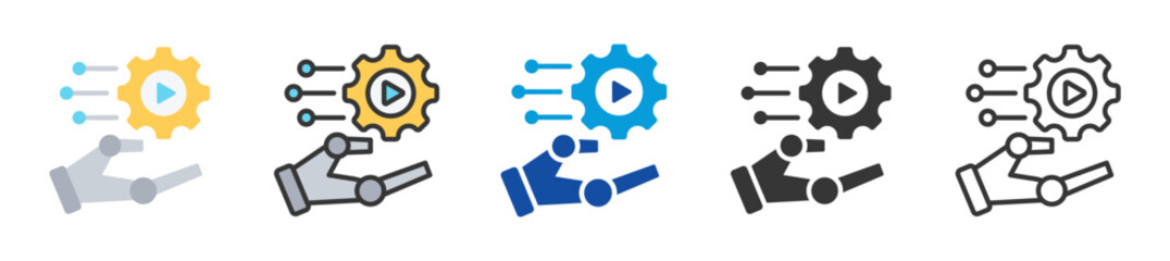 automation technology icon set multi style various collection