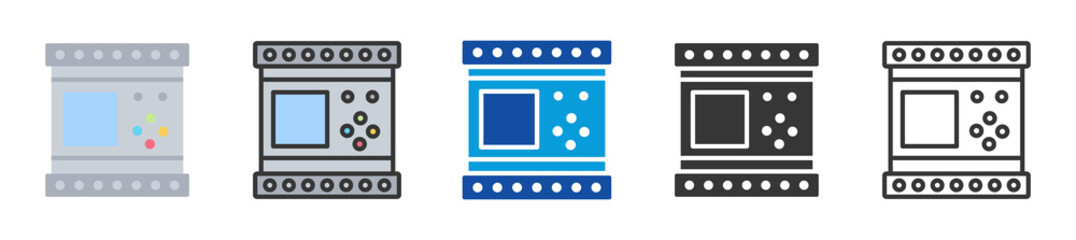 programmable logic controller icon set multi style various collection