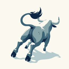 flat illustration of a bull