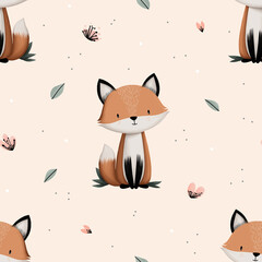 seamless pattern with fox