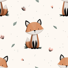 seamless pattern with fox